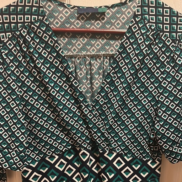 Green V-Neck Midi Dress - Picture 2 of 6